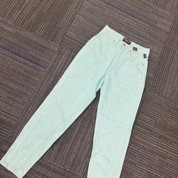 Versace Jeans Couture Pants Womens 26 Mint Green Good High Rise Tapered Italy - Picture 2 of 12